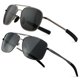 SUNGAIT Military Style Polarized Pilot Aviator Sunglasses and Square Aviator Sunglasses for Men UV400 Protection SGT285QH-925QH