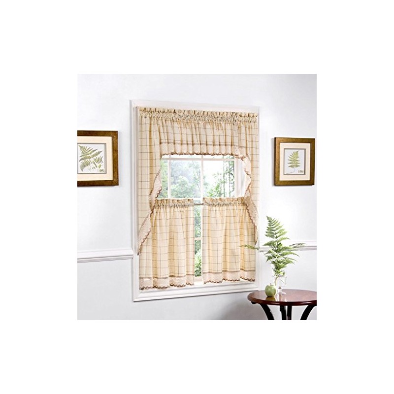 Sweet Home Collection 5 Pc Kitchen Curtain Set, Swag, Valance,
