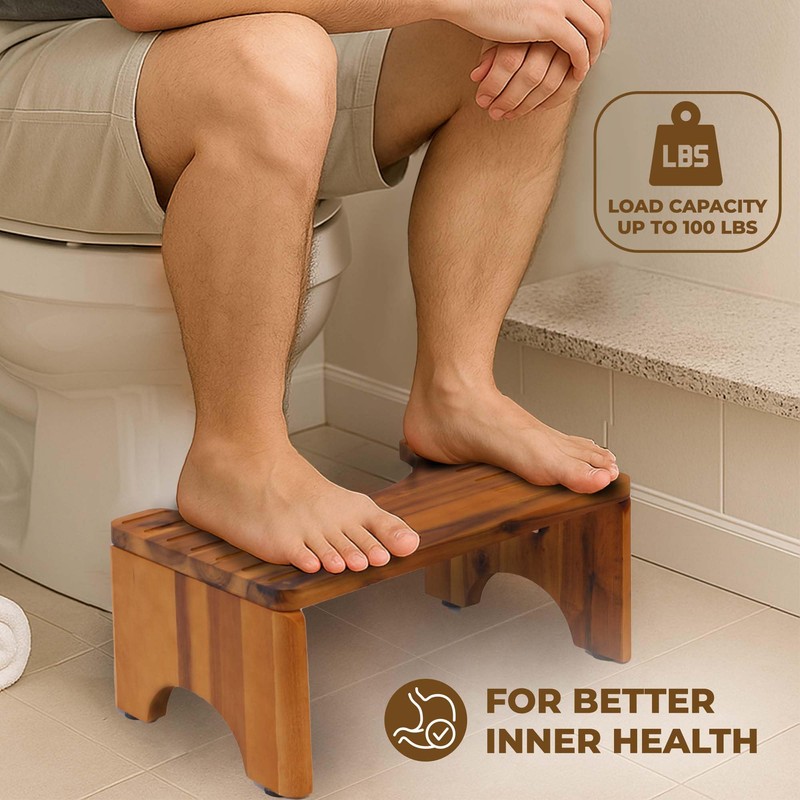 NABYTOK Acacia Toilet Stool Foldable, Stool for Adults, Kids, Seniors,