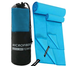 DQST Toalla Microfibra Secado Rpido 2 Pack, Toalla de Viaje Ligera y Portatil, Toalla Deportiva para Playa, Natacin, Yoga, Gimnasio, Camping,...      