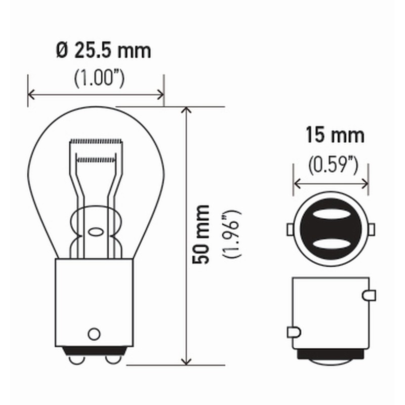 HELLA 1157TB Standard Minature Bulbs, 12V, 27/8W