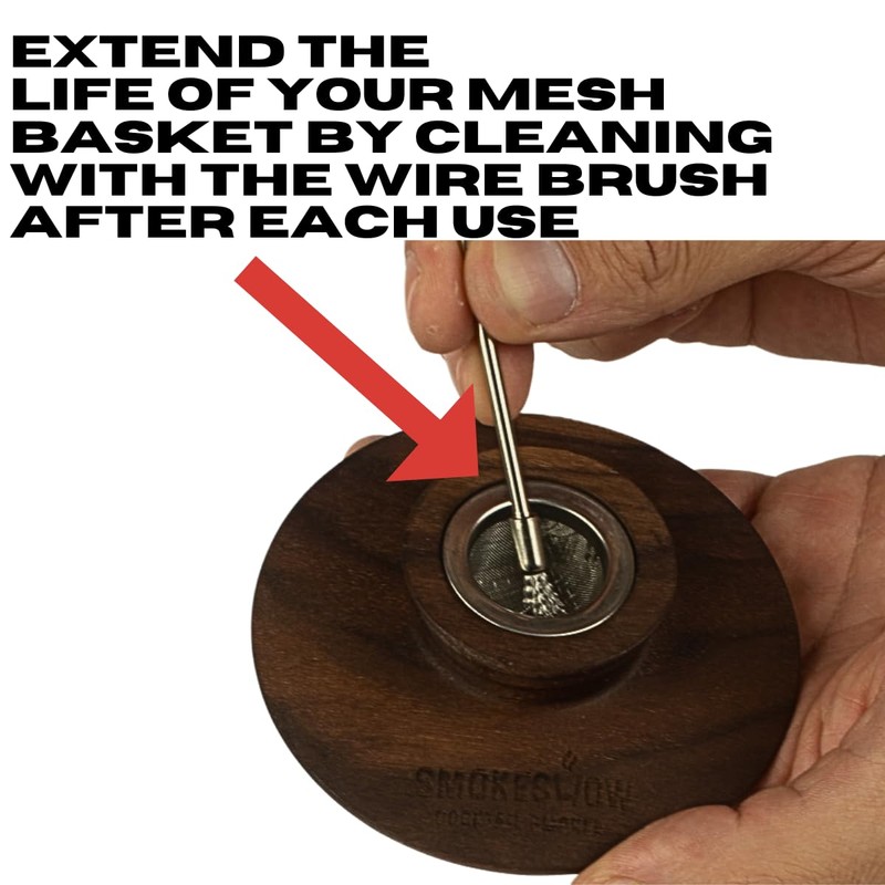 Cocktail Smoker Replacement Mesh Basket & Stainless Steel Wire Brush