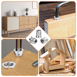 SWTYExt M10 Threaded Inserts for Wood 40pcs Thread Inserts Nuts M10x20MM Flanged Hex Socket Nut Wood Insert Hex Socket Galvanized Suitable for Pine Plywood Composite Panels