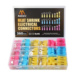 MADCATZ 360Pcs Heat Shrink Wire Connectors - Electrical Terminal Kit, Waterproof Automotive Marine Electrical Terminals Kit, Crimp Connector Assortment, Ring Fork Spade Splices