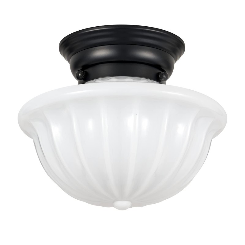 youngrender Black Schoolhouse Light Fixture Ceiling, 9 Inch Hallway Semi