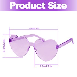 Bojueshaw Heart Shape Sunglasses - Multicolor Rimless Heart-shaped One Piece Glasses,Love Heart Shaped Glasse for Summer Party Costumes Cosplay(Purple)