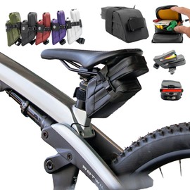 Lumiere & Co. Magnetic Quick-Release Bike Saddle Bag – Double Compartment, Low-Profile Brick Design, Designed with Fidlock's Magnetic Black V Buckle Attachment System, Mach X (Black)