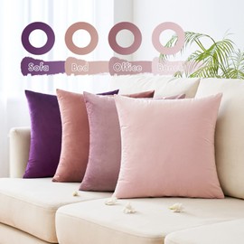 MIULEE Velvet Cushion Cover, 40 x 40 cm, Purple, Series Set of 4 Sofa Cushions, Velvet Cushion, Decorative Cushion, Couch Cushion, Decorative Colour, Gradient Cover, Sofa Cushion Cover, Spring Decoration for Children