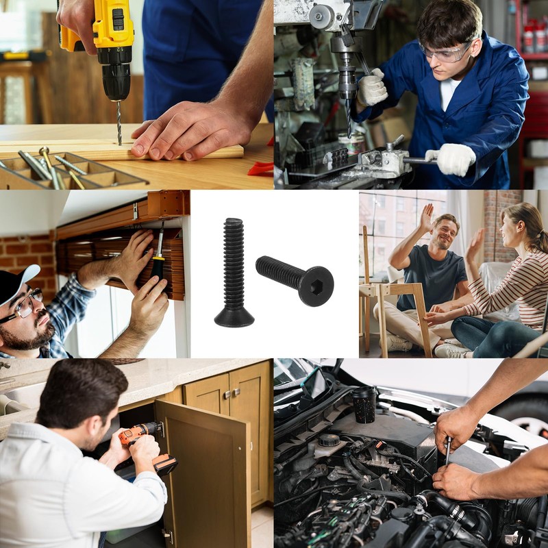 PATIKIL 1/4-20 x 1-1/4" Flat Head Socket Cap Screws, 10