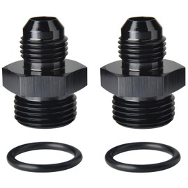 Podavelle 4AN Male Flare to 6AN ORB O-ring Boss Fuel Pump Rail Adapter Fitting Aluminum Black, Pack of 2
