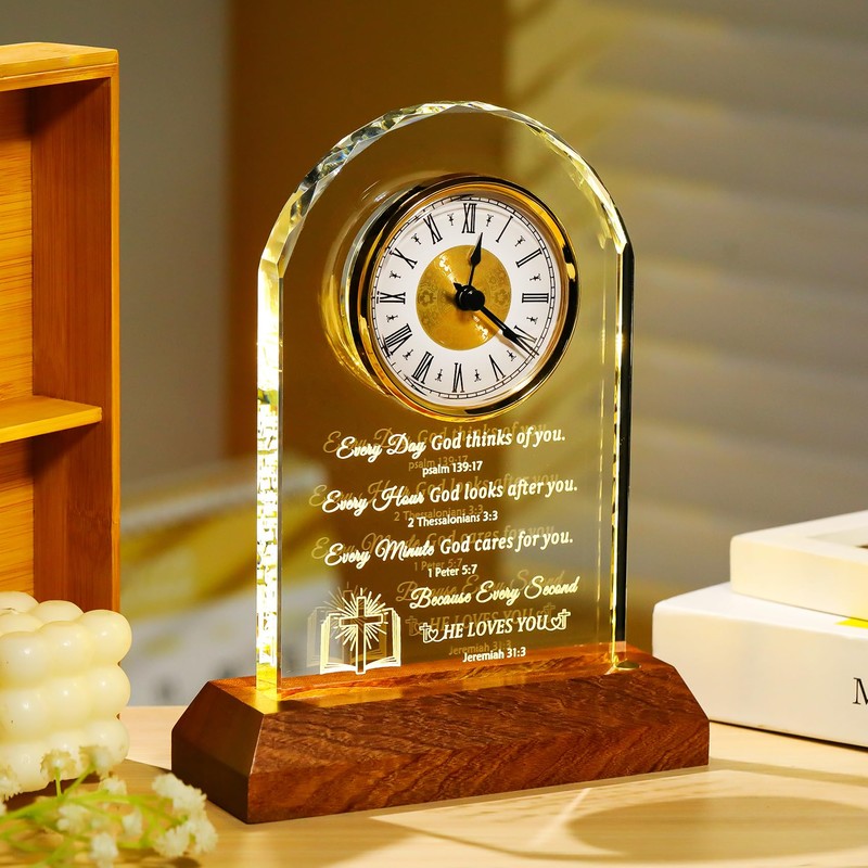 Arikyrist Glass Clock Christian Gifts for Women Men Spiritual Gift