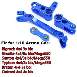 Aluminum Steering Assembly Bellcrank Set Upgrades Parts for 1/10 Arrma Granite 3S BLX,Senton 3S BLX/Big Rock/Typhon 3S BLX,Outcast/Kraton 4S (Navy Blue)