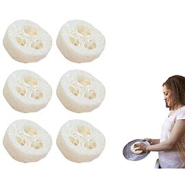 Natural Loofah Sponge Soap Cushion, Soap Holder, Pack of 6 Soap Savers, Soap Dish Accessories for Shower, Bathroom, Kitchen, Worktop, Loofah Sponge as Soap Saver, Made of 100% Loofah, White