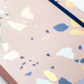 Busy B - January to December 2024 Day Per Page Diary - Terrazzo - A5 Daily Planner with Lined Pages, Notes and Year Planner