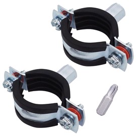SKIR'CO Pipe Clamps with Rubber Coating for 26-30 mm Pipes, Pipe Clamps, Pipe Supports for Wall and Ceiling Mounting (Pack of 2)