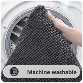 flintronic Non-Slip Bath Mat,50 x 80 cm Chenille Bath Mat, Soft and Comfortable Bathroom Mat, Super Absorbent Fluffy Bath Mats for Bathroom, Machine, Washable Quick Dry-Dark Gray