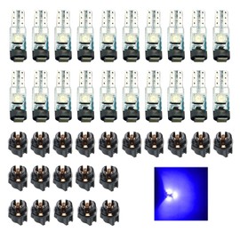1 Pack 20 Pcs Car T5 Led Instrument Light Set, Car Lights Bulb With Twist Lock Holder,3030-3smd Auto Interior Led Bulb Dashboard Lights (Blue)
