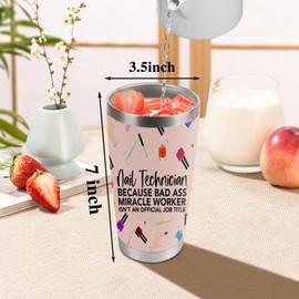 LLKJHGE Nail Technician Gifts Tumbler for Women Girls,20 oz Stainless Steel Insulated Tumblers with Lid,Anicurist Therapist Appreciation Gift,Thank You Gifts Manicurist Coworker (Nail Technician)