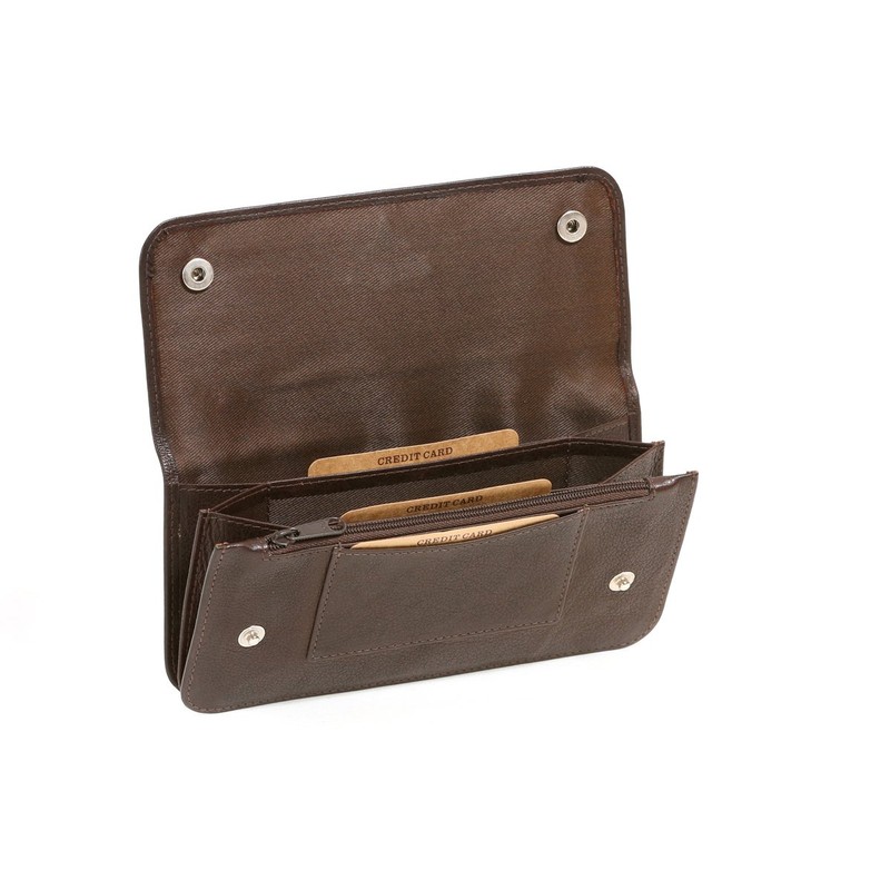 BIKER Trucker Wallet Long Format Genuine Leather Brown, brown