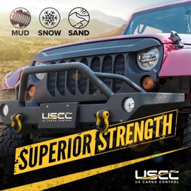 US Cargo Control D Ring Shackles 7/8 Inch (2 Pack) 78,000 lbs Break Strength, Screw Pin Tow Shackles with Isolator and Silicone Washers for Tow Strap, Off Road Vehicle Recovery Shackles, Yellow/Black