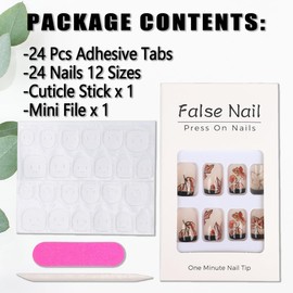 KTAABTR French Tip Press on Nails Medium Square Maple Leaf Fake Nails with Glue Thanksgiving Maple Leaf Glitter Glossy Design Acrylic Nails for Women DIY Manicure Thanksgiving Nail Decorations