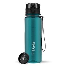 720°DGREE uberBottle Water Bottle, 500 ml, crystalClear with Sieve, BPA-Free, Leak-Proof, for Children, School, Sports, Fitness, Slim Water Bottle Made of Tritan, Lightweight, Shockproof, Reusable