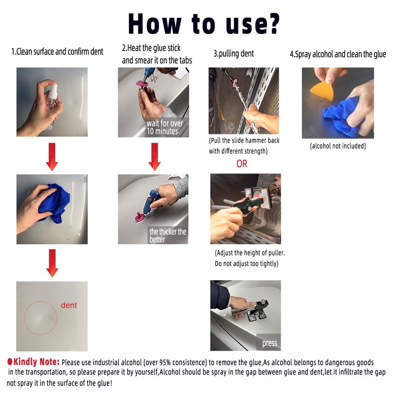 NIUVOCY Car Dent Puller Kit,147pcs Paintless Dent Remover Tool for