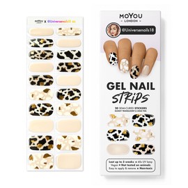 MOYOU LONDON Semi Cured Gel Nail Strips Flower 20 Pcs. UV Gel Nail Wraps for Salon-Quality Manicure, Easy to Apply, Trim, & Remove