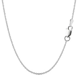 Sterling Silver Rhodium Plated Cable Chain Necklace, 1.4mm, 20"