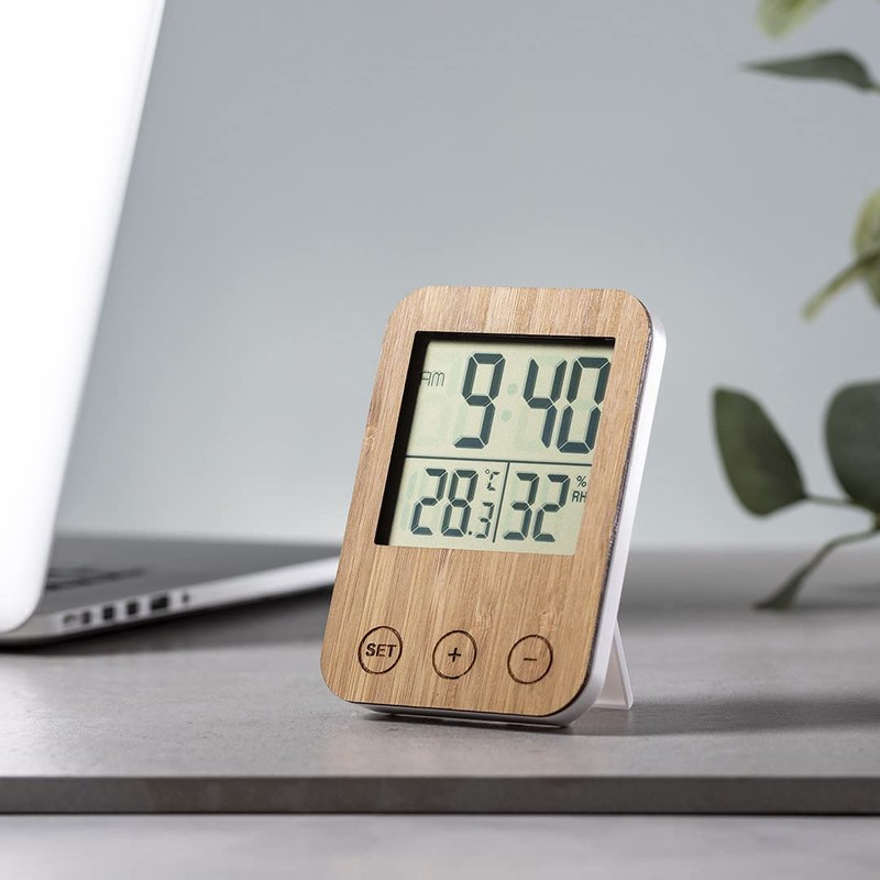 Weather Station Thermometer Hygrometer Bamboo Wood Gift