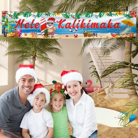 Mele Kalikimaka Banner,Hawaiian Christmas Party Decorations Mele Kalikimaka Decor Banner Tropical Summer Beach Banner Decorations Supplies Outdoor
