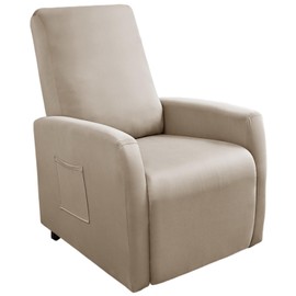 Waterproof Small Recliner Chair Covers, 4 Piece Stretch Recliner Slipcovers for Small Recliner, Elastic Lazyboy Covers with Storage Pocket, Machine Washable Sofa Protector (Light Mocha)