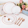 WELLIFE 350Pcs Rose Gold Plastic Plates for 50 Guests -