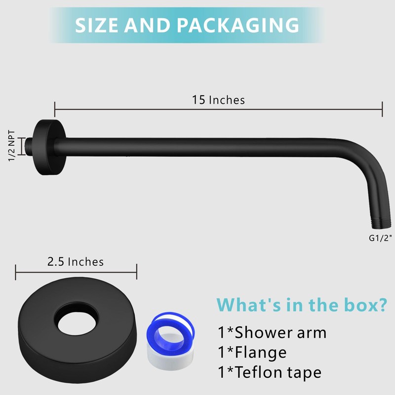 Nuodan Shower Arm with Flange, 15 Inches Wall Mount Replacement