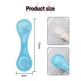 Leather Magnetic Bookmark, 2Pcs Mirror Magnetic Bookmarks, Magnet Bookmark Clips Gift for Women, Kids, Reading Lovers, Teacher Gift for School Office Home Supplies (Blue+Silver)