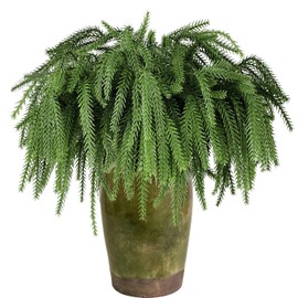 8 Pcs 28" Christmas Norfolk Pine Stems,Norfolk Pine Branches Artificial Christmas Greenery Stems Picks Crafts Faux Xmas Stems Norfolk Pine Branches for Garland Home Decoration Indoor Outdoor Decor