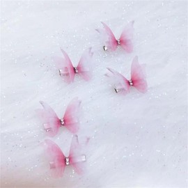 DANRENPANG 5PCS New Cute Princess Mesh Double-layer Butterfly Lovely Girls Hairpins Children Headwear Hairgrip Hair Clips Hair Accessories (pink)