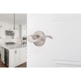 BRINKS – Transitional Non-Locking Interior Wave Door Lever, Satin Nickel - Designed for Traditional and Transitional Homes and Blends Seamlessly with Interior Décor (E2428-119)