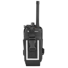 Universal Nylon Radio Belt Case with White Bar | Shoulder Strap Pouch for Two-Way Radios (Hands-Free Carry)