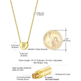 GOLDCHIC JEWELRY Heart Necklace Women's Necklace with Letters Necklace Girls Copper Rolo Chain 1.4 mm Wide Layering Chain 41 cm Name Chain Gold Jewellery for Birthday