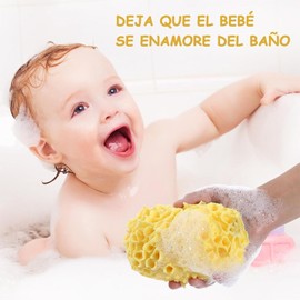 Esponjas de Baño Naturales, 3 Pcs Estropajos Super Suaves y Sin Látex para en Forma de Panal de Abeja, Estropajos bola de baño para en forma de panal Corporal Fáciles de Limpiar Rápidamente Hechas