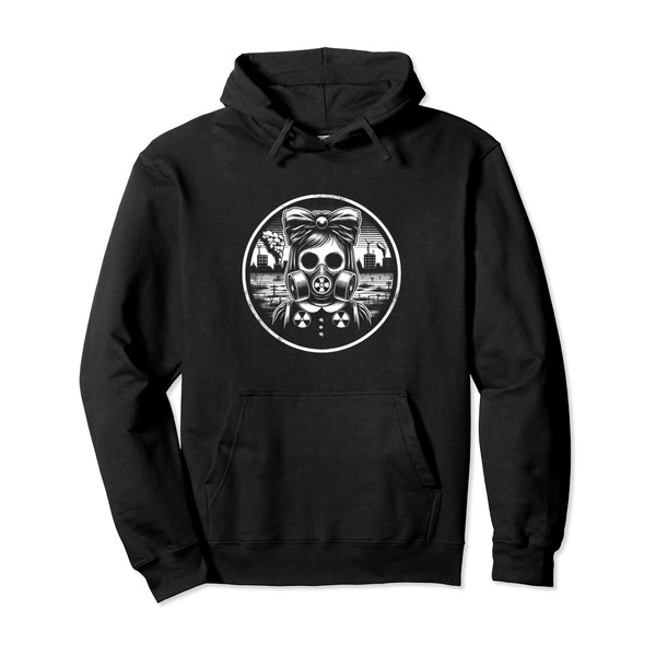 Creepy Radioactive Girl With Gas Mask Vintage Disturbing Pullover Hoodie