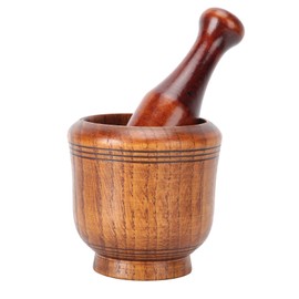 Wooden Grinding Bowl Household Kitchen Manual Garlic Ginger Spices Grinder Mortar Pestle Set