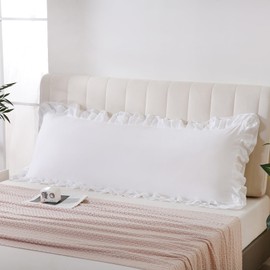 Bedbay White Body Pillow Covers,20x54 Inch Long Pillow for Bed,Shabby Chic Ruffle Pillow Shams,Ultra Soft Microfiber Boho Body Pillow Pillowcase,French Country Decorative Bed Pillow Sham 1 Pack