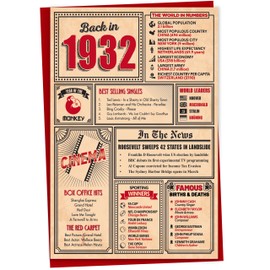 93rd Birthday Card - Back in 1932 In This Year Card, Greeting Card for Men and Women, Birthday Cards for Women, Birthday Cards for Men, 93rd Anniversary Card, A5