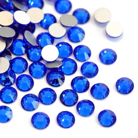 Towenm 2000 Pieces Glass Flatback Rhinestones, SS10 2.8mm Glue Fix Flat Back Crystals for Craft Clothes Nail Face Art, Non Hotfix Round Flatback Crystals Loose Gemstones, Sapphire/Blue