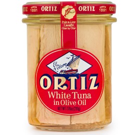 Ortiz Tuna in Olive Oil, 7.76oz Glass Jar | Superior Tuna in Olive Oil | Ortiz White Tuna in Olive Oil [7.76oz/220gr Net Wt.]