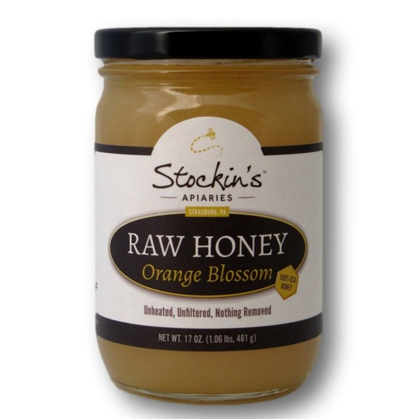 Stockin's Unprocessed Raw Orange Blossom Honey, 17 Oz. Jar (Pack of 2)