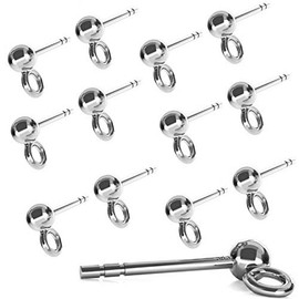 DIY925 10 Pairs of Stud Earrings 925 Sterling Silver Nickel-Free Unisex with 3 mm Ball Earrings Blank for Jewellery Making
