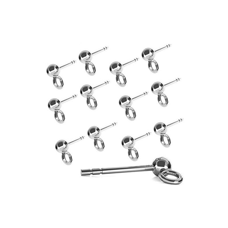 DIY925 10 Pairs of Stud Earrings 925 Sterling Silver Nickel-Free